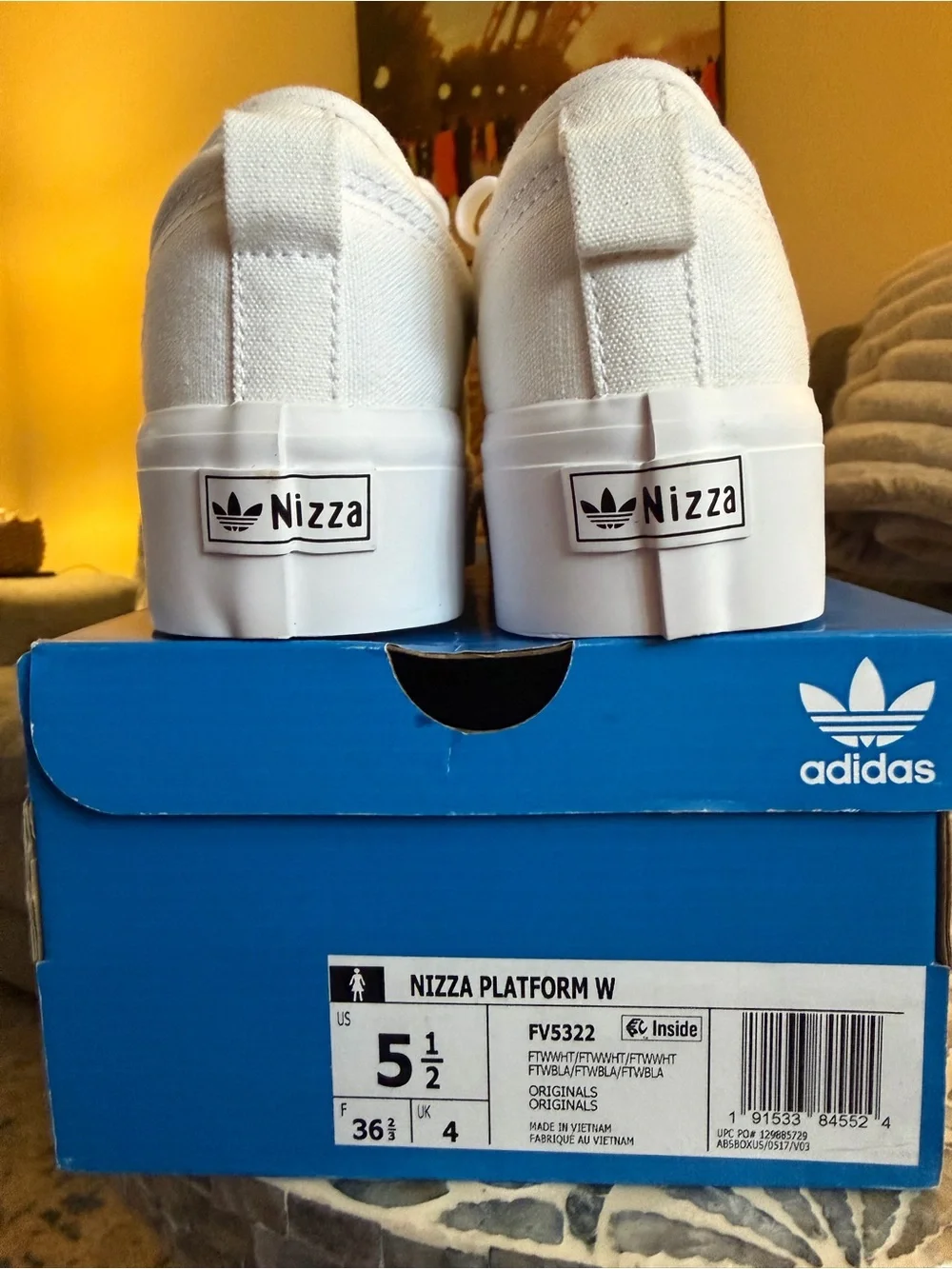adidas Women’s Triple White NIZZA Platform Lace-Up Sneakers